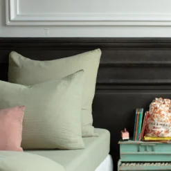 Caramel X Merci - Taie D'oreiller En Gaze De Coton - Vert 77 Rue De Varenne