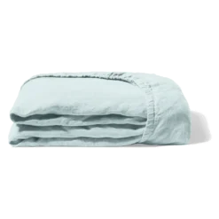 Drap-housse En Lin Lavé - Bleu Antiparos -Décoration D'intérieur config bleu drap