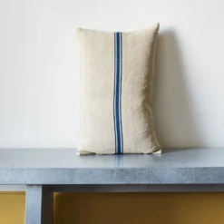 Coussin En Lin Ancien - Rayures Bleu & Vert 5 Coussin En Lin Ancien - Rayures Bleu & Vert -Décoration D'intérieur coussin avec des lignes