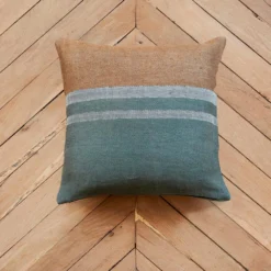 Coussin Belge En Lin - Alouette -Décoration D'intérieur coussin marron bleu