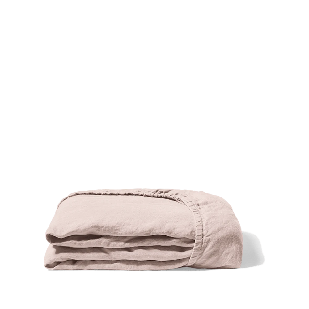 Drap-housse En Lin Lavé - Beige Rosé 3 Drap-housse En Lin Lavé - Beige Rosé – Image 3