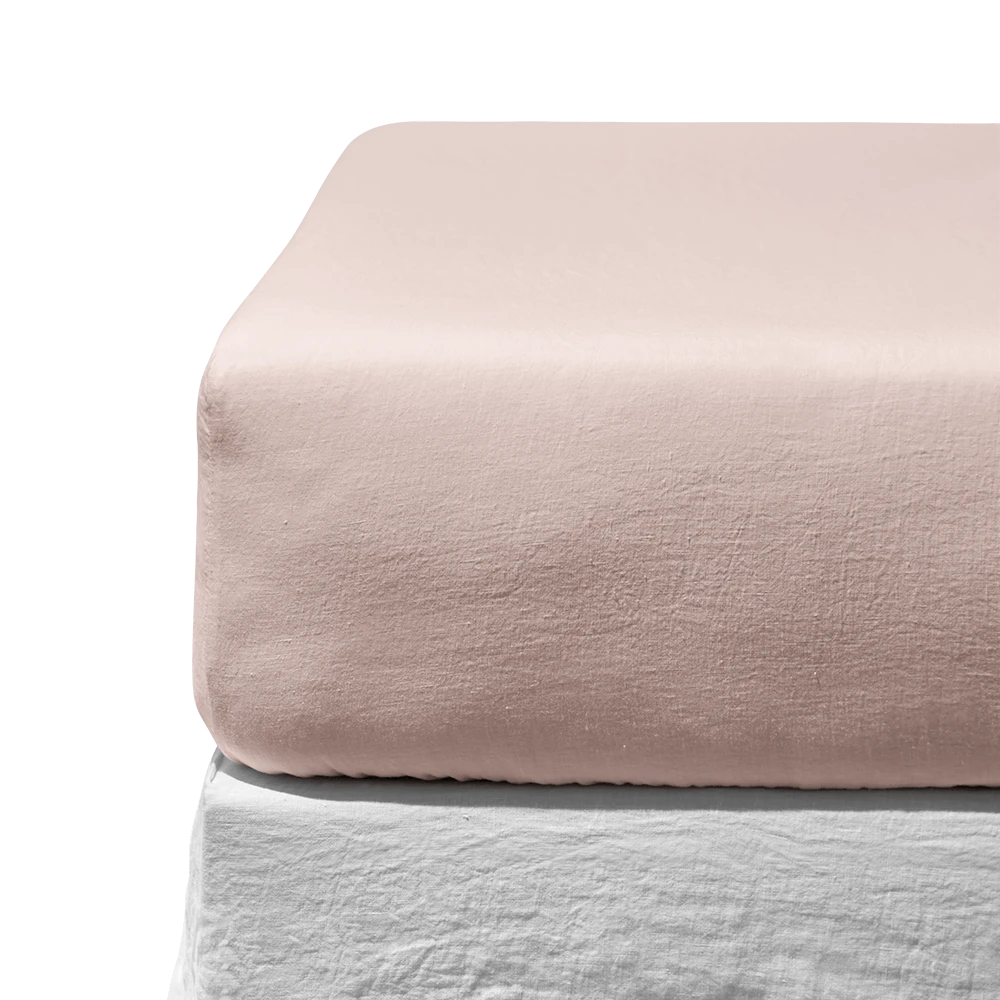 Drap-housse En Lin Lavé - Beige Rosé 1 Drap-housse En Lin Lavé - Beige Rosé