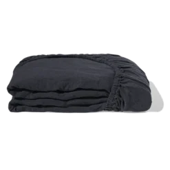 Drap-housse En Lin Lavé - Bleu Encre -Décoration D'intérieur drap housse en lin lave bleu encre 28486720225475