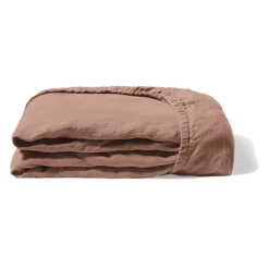 Drap-housse En Lin Lavé - Rose Argile -Décoration D'intérieur drap housse en lin lave rose argile 28486712393923