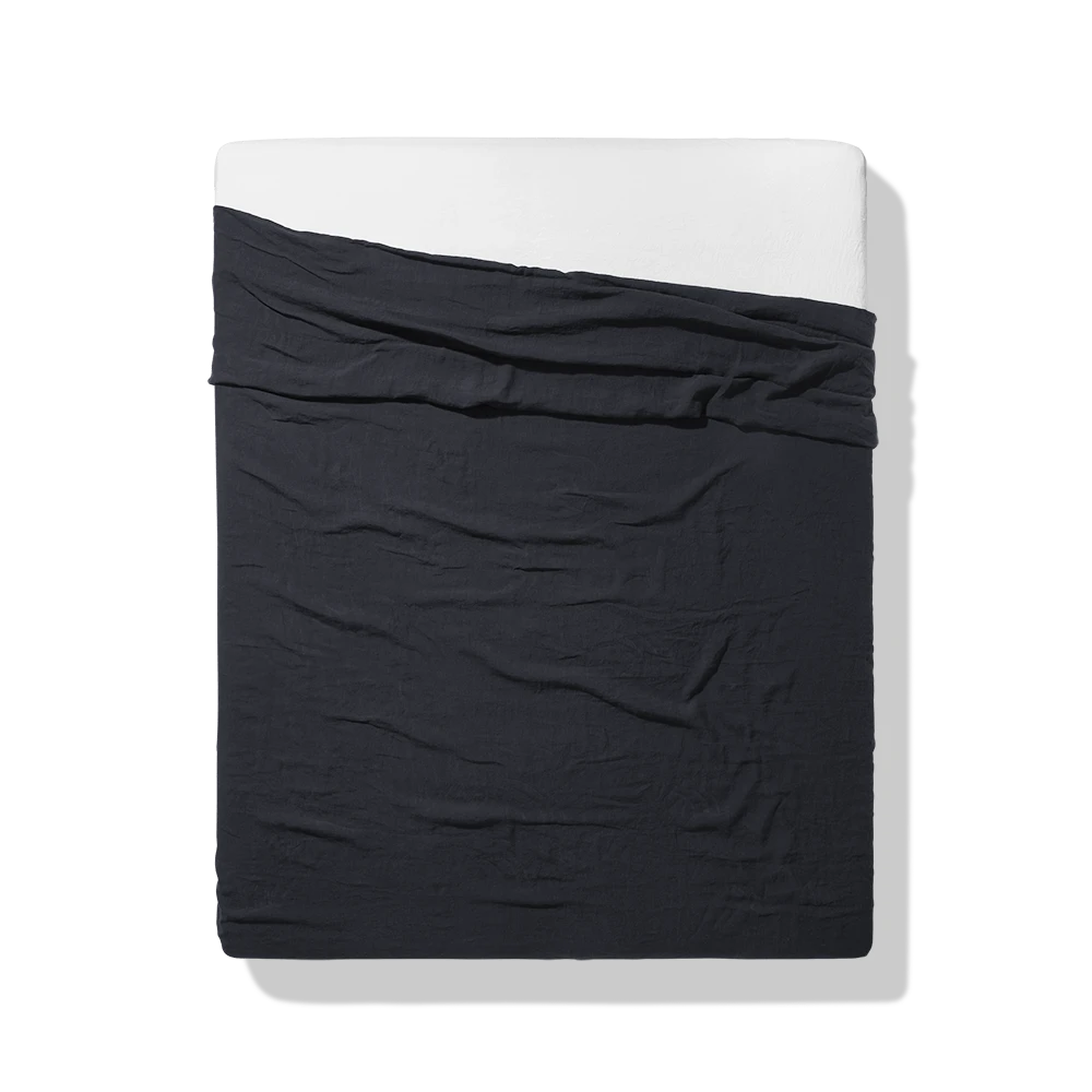 Drap Plat En Lin Lavé - Bleu Encre 3 Drap Plat En Lin Lavé - Bleu Encre – Image 3