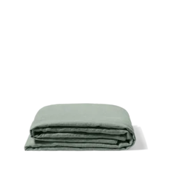 Drap Plat En Lin Lavé - Vert Céladon