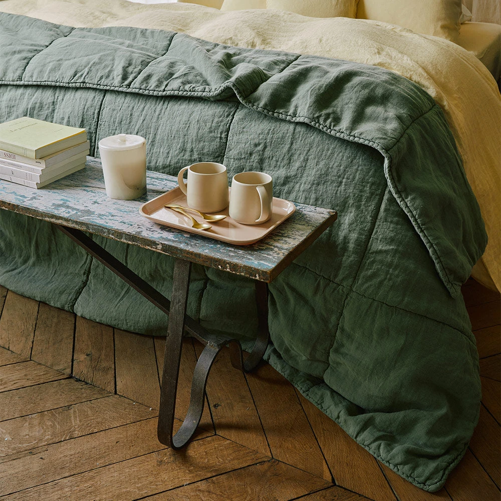 Édredon En 100% Lin Lavé - Vert D'Anduze 1 Édredon En 100% Lin Lavé - Vert D'Anduze