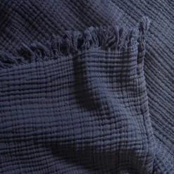 Plaid En Gaze De Coton - Gris Fusain -Décoration D'intérieur gaze zoom bleu