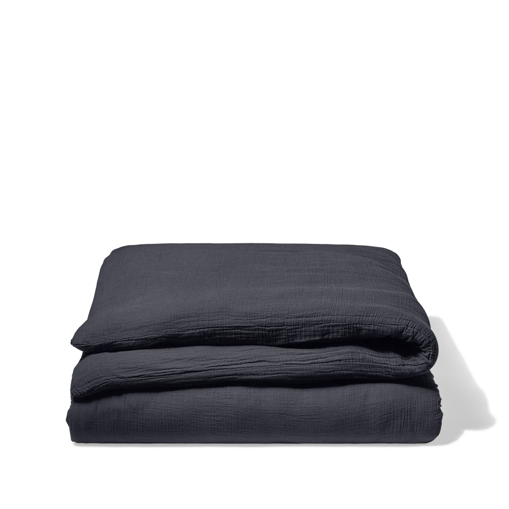 Housse De Couette En Gaze De Coton - Gris Fusain 4 Housse De Couette En Gaze De Coton - Gris Fusain – Image 4