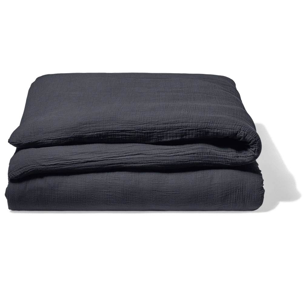 Housse De Couette En Gaze De Coton - Gris Fusain 7 Housse De Couette En Gaze De Coton - Gris Fusain – Image 7