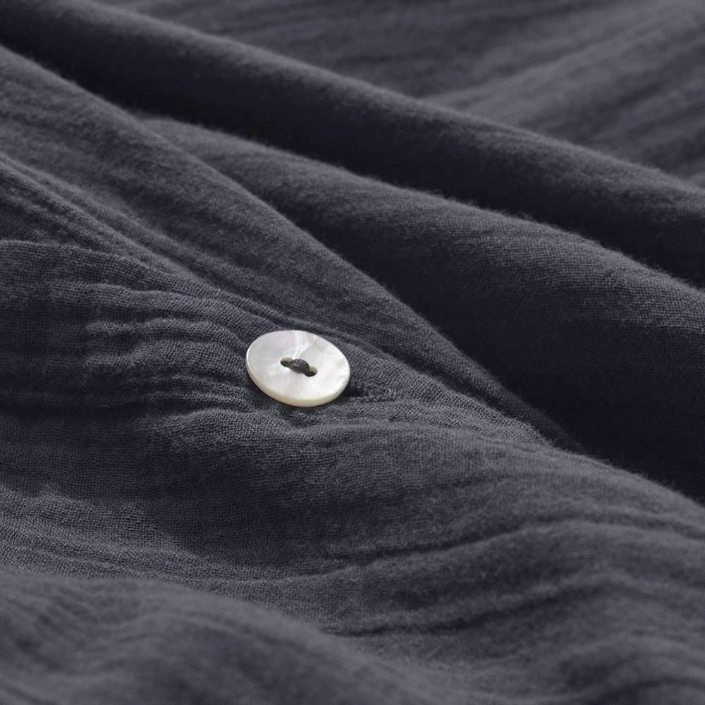 Housse De Couette En Gaze De Coton - Gris Fusain 2 Housse De Couette En Gaze De Coton - Gris Fusain – Image 2