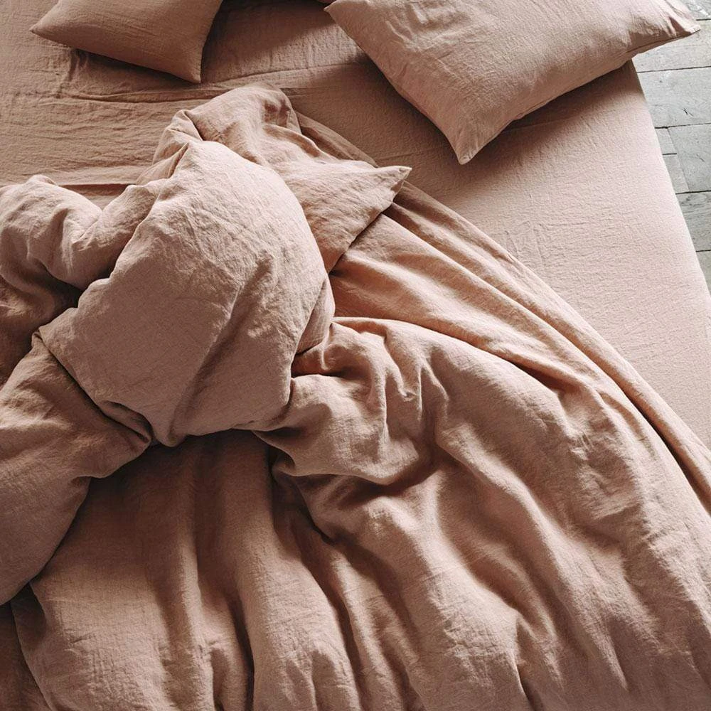 Housse De Couette En Lin Lavé - Rose Argile 1 Housse De Couette En Lin Lavé - Rose Argile