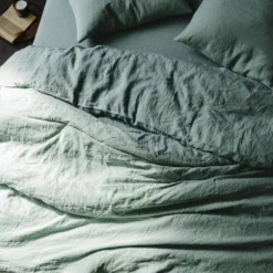 Housse De Couette En Lin Lavé - Vert Céladon