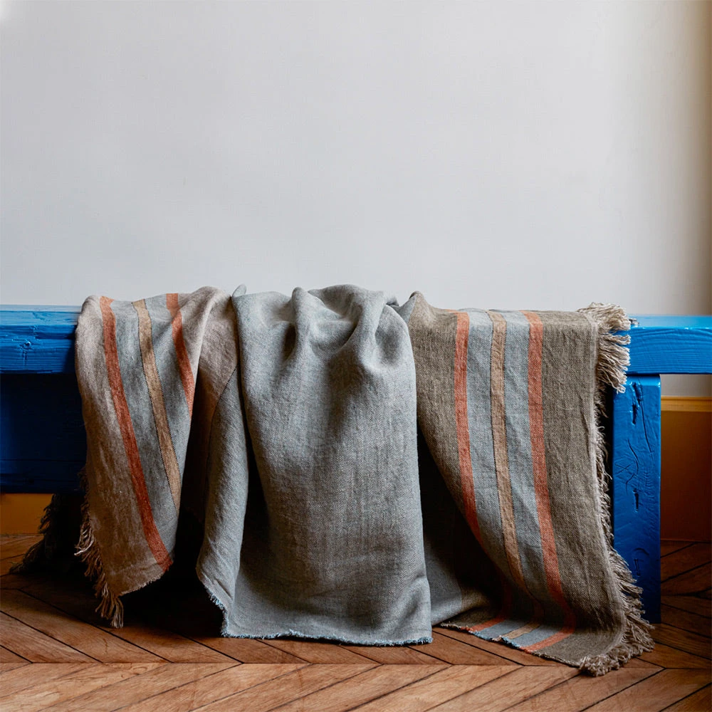 Fouta Belge En Lin - Rayures Mutlicolores 1 Fouta Belge En Lin - Rayures Mutlicolores