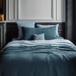 Taie XL En Lin Lavé - Bleu Pétrole