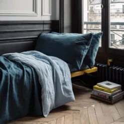 Taie XL En Lin Lavé - Bleu Pétrole -Décoration D'intérieur inspi xl petrole 2