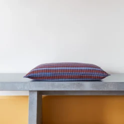 Coussin Tartan - Bordeaux & Bleu -Décoration D'intérieur kk511