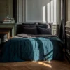 Édredon En 100% Lin Lavé - Bleu Pétrole