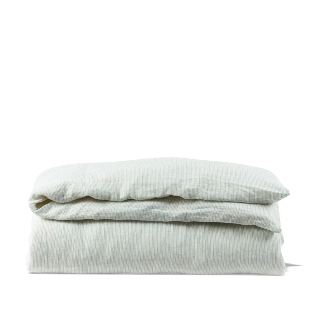 Housse De Couette En Lin Lavé - Rayures Chemise Gris Vésuve 3 Housse De Couette En Lin Lavé - Rayures Chemise Gris Vésuve – Image 3