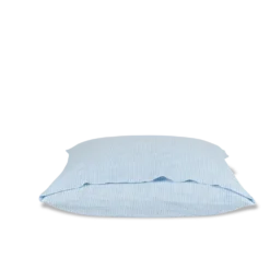 Taie D'oreiller En Lin Lavé - Rayures Chemise Bleu Tyrrhénien -Décoration D'intérieur packshot EL AH234664