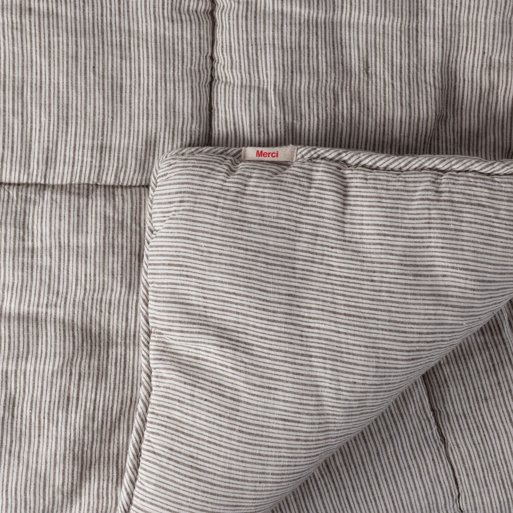 Édredon En 100% Lin Lavé - Rayures Brun Posillipo 2 Édredon En 100% Lin Lavé - Rayures Brun Posillipo – Image 2