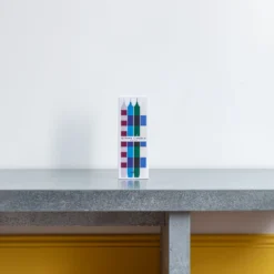 Set De 4 Bougies Stripe - Blues -Décoration D'intérieur packshot plusplus 22062023 MERCI0064