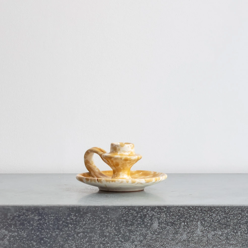 Bougeoir En Céramique Tacheté - Ambre 3 Bougeoir En Céramique Tacheté - Ambre – Image 3