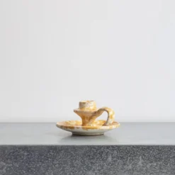 Bougeoir En Céramique Tacheté - Ambre