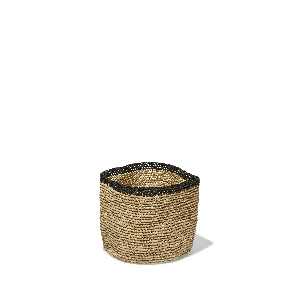 Panier En Raphia - Bord Noir 1 Panier En Raphia - Bord Noir