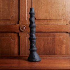 Bougeoir Strié En Papier Mâché - Noir -Décoration D'intérieur papier macher noir