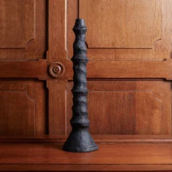 Bougeoir Strié En Papier Mâché - Noir -Décoration D'intérieur papier macher noir 5