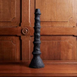 Bougeoir Strié En Papier Mâché - Noir -Décoration D'intérieur papier macher noir 6