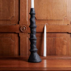 Bougeoir Strié En Papier Mâché - Noir -Décoration D'intérieur papier macher noir bougie