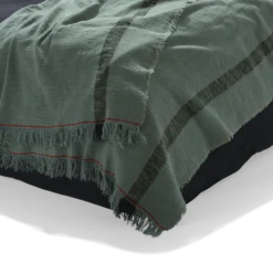 Plaid En Lin Lavé - Étang -Décoration D'intérieur plaid en lin lave etang 28164695687363