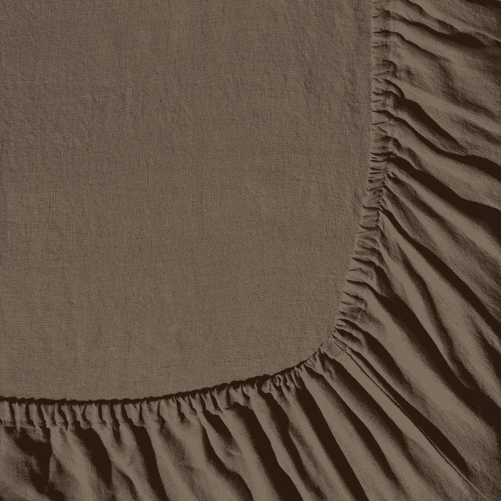 Drap-housse En Lin Lavé - Brun Posillipo 6 Drap-housse En Lin Lavé - Brun Posillipo – Image 6