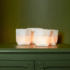 Set De 4 Lanternes En Papier - Blanc Et Or