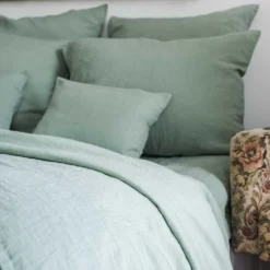 Taie D'oreiller En Lin Lavé - Vert Céladon -Décoration D'intérieur taie d oreiller en lin lave vert celadon 28581549703363