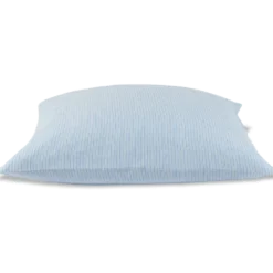 Taie D'oreiller En Lin Lavé - Rayures Chemise Bleu Tyrrhénien -Décoration D'intérieur taiebleu