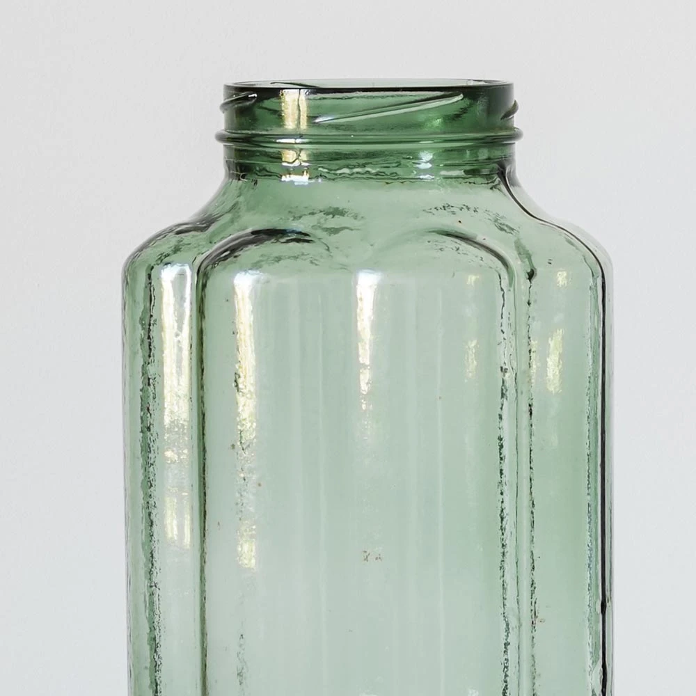 Vase En Verre Cannelé - Vert 2 Vase En Verre Cannelé - Vert – Image 2